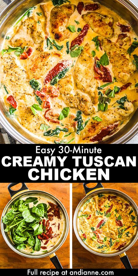 Creamy Tuscan Chicken Recipe, Tuscan Chicken Recipe, Sundried Tomato Chicken, Creamy Tuscan Chicken, Tuscan Chicken Pasta, Creamy Chicken Recipes, Tuscan Chicken, Spinach Stuffed Chicken, Chicken Dishes Recipes