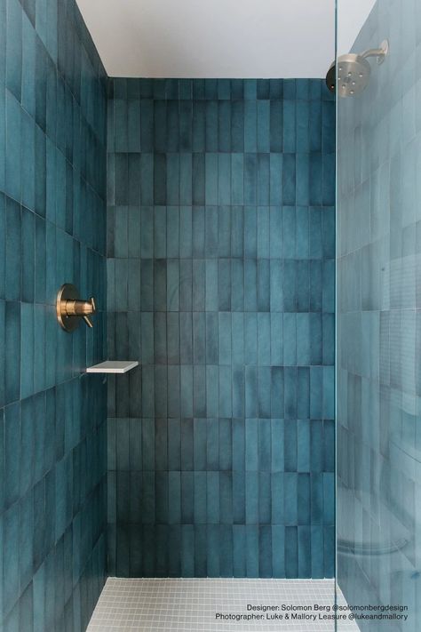 Grout Without a Doubt: Choosing the Perfect Grout Color for Makoto Tile | Bedrosians Tile & Stone Makoto Tile, Dark Blue Tile, Bathroom Grout, Blue Bathroom Tile, Black Grout, Coloured Grout, Dark Tile, Blue Tile, Grout Color