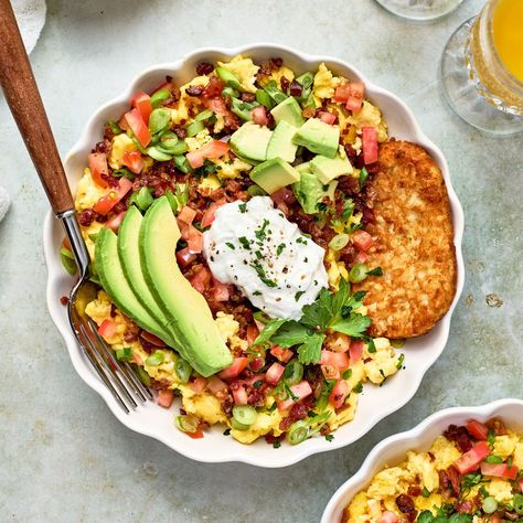 High Protein Breakfast Scramble, Breakfast Bowl High Protein, Healthy Hashbrown Breakfast, Egg Scramble Bowl, Egg White Scramble Meal Prep, High Protein Breakfast Bowls, Protein Breakfast Bowls, Egg Scramble Meal Prep, Breakfast Bowls Meal Prep