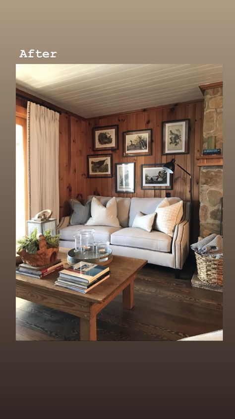 Wood Paneled Walls Living Room, Knotty Pine Living Room, Knotty Pine Rooms, Wood Paneling Decor, Maggie Griffin Design, Wood Paneling Living Room, Knotty Pine Paneling, Pine Paneling, Griffin Design