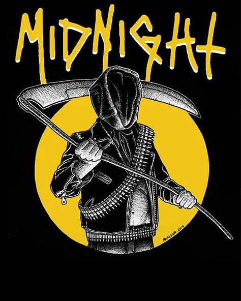 Logo for Midnight by by Josh McAlear (@ joshmcalear) #midnight #midnightband #blackrocknroll #midnight #midnightband #blackrocknroll #satanicroyalty #nomercyformayhem #venom Midnight Band, Funny Patches, Metal Albums, Band Wallpapers, Band Logos, Thrash Metal, Metallic Logo, Metal Bands, Venom