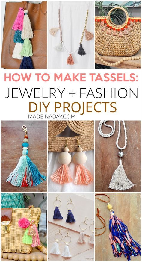 How to Make Tassels and Fringe for Jewelry and Decor, 30+ projects, how to make tassels with embroidery thread, make beaded tassels, how to make tassels for jewelry, how to tie a tassel, DIYing tassels, tassels on a scarf, DIY Embroider floss tassels, fringe throw pillow, fringe wall art, boho wall art, hoop tassel earrings, fringe tapestry, tassel keychain, tassel necklace #tassle #fringe #necklace #jewelry #DIY Diy Tassel Keychain Tutorials, How To Make A Tassel Embroidery Thread, Tassle Earrings Diy, Pillow Fringe, Tassel Keychain Diy, Tassel Jewelry Diy, Fringed Wall Art, Make Tassels, Diy Tassel Necklace