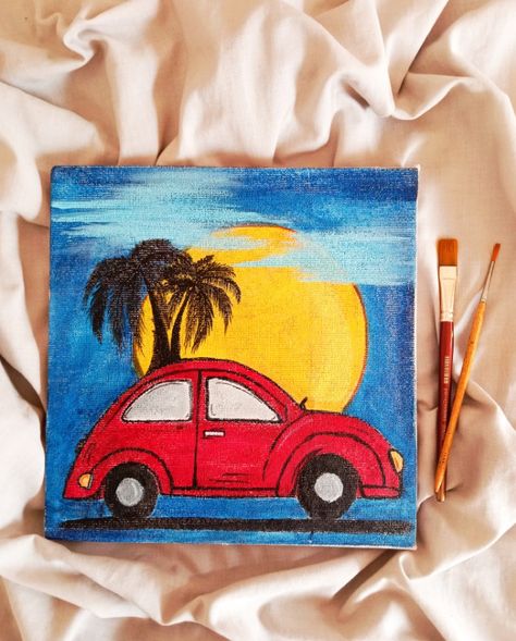 Tanisha Akbari -artbytanu red car drawing car art car painting easy painting small paintings cute car art Car Painting On Canvas, Simple Car Painting, Car Painting Canvas Easy, Red Car Drawing, Easy Car Painting, Car Drawings Easy, Car Painting Easy, Car Acrylic Painting, Car Painting Ideas