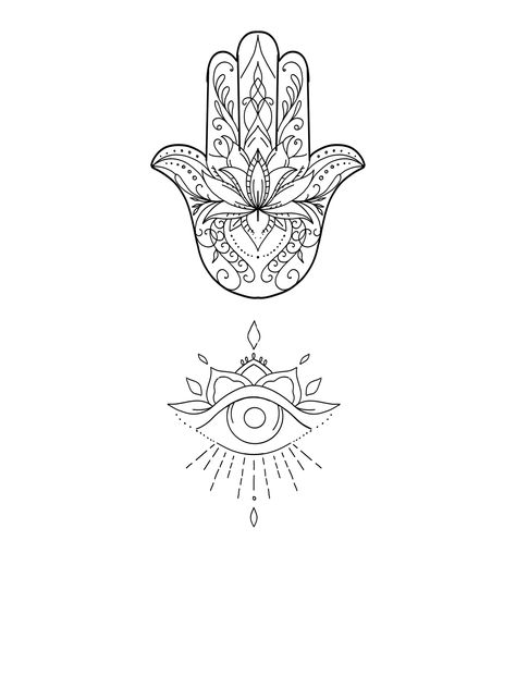 The Hand Of Fatima Tattoo, Hamsa Drawing Simple, Hamasah Tattoo, Hamsa Hand Tattoo Design, Small Spiritual Tattoos For Women, Hasma Tattoo, Small Hamsa Tattoo, Fatima Hand Tattoo, Mandala Tattoo Meaning