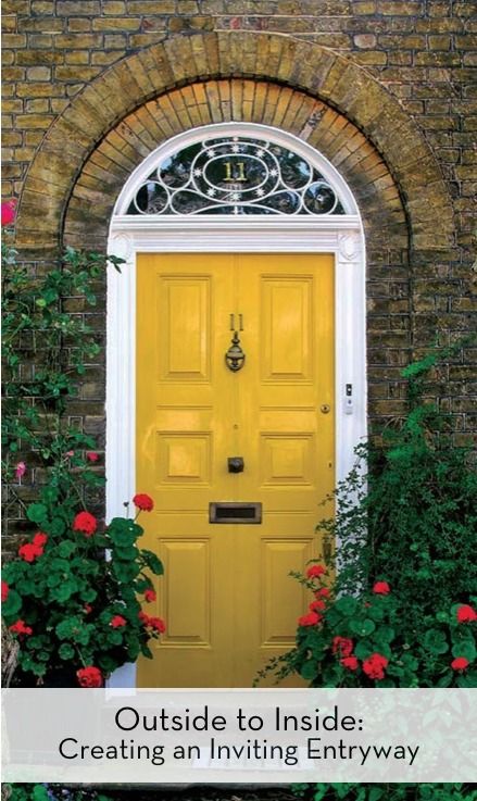 Best Front Door Colors, Pink Front Door, Yellow Front Doors, Best Front Doors, House To Home, Beautiful Front Doors, Yellow Door, Trending Paint Colors, Yellow Doors