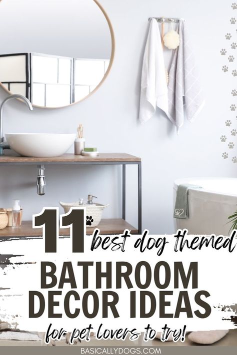 Discover 11 simple dog themed bathroom decor ideas for pet lovers! From funny wall decor and eclectic wall art ideas to rugs and shower curtains, these decorating ideas work for a guest, master, or a small bathroom as well as the powder room. Feature a bathroom towels display, countertop decor ideas, and bathroom shelves. You'll love adding a brown or grey color scheme. Plus these colorful decor ideas are great for a gender-neutral bathroom for kids, dog spa or pet grooming business bathroom. Gender Neutral Bathroom For Kids, Dog Themed Bathroom, Bathroom For Kids, Bathroom Towels Display, Themed Bathroom Decor, Business Bathroom, Gender Neutral Bathroom, Countertop Decor Ideas, Pet Grooming Business