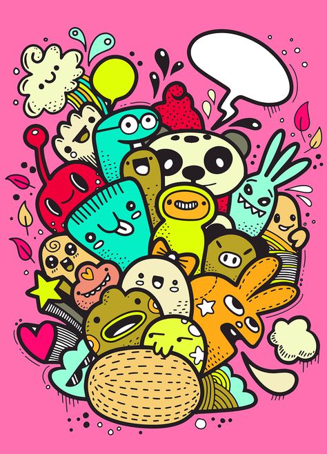 Monster Doodles, Group Drawing, Geometric Patterns Drawing, Doodle Monster, Doodle Paint, Graffiti Doodles, Doodle Cartoon, Doodle Art Drawing, Doodle Coloring