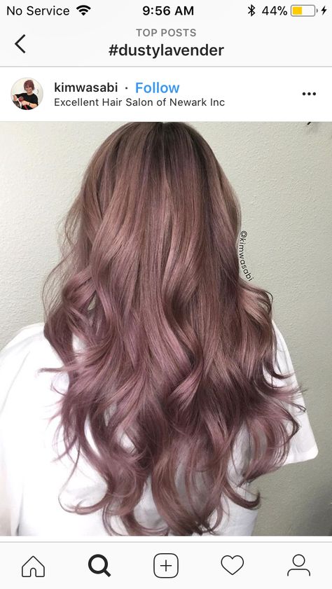 Dusty Purple Hair Color, Dusty Rose Balayage, Dusty Rose Hair Color Mauve, Brown Mauve Hair, Dusty Mauve Hair Color, Chocolate Lavender Hair, Smokey Pink Hair, Dusty Lavender Hair, Dusty Purple Hair