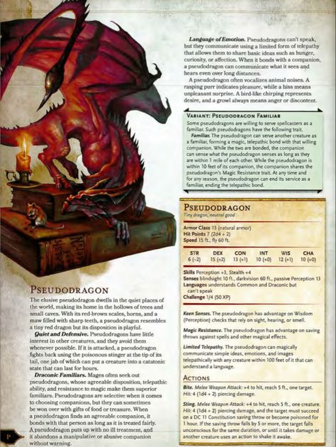 Pseudodragon//Familiar Dnd Pets, Monster Manual, Dnd Stats, Dnd Character Sheet, Pet Monsters, Mythical Monsters, Tiny Dragon, D D Monsters, Dnd Dragons