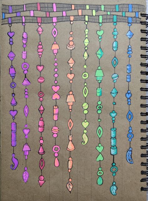 Dangle Doodles, Zen Dangles, Rainbow Doodles, Doodle 101, Rainbow Doodle, Doodle Journal, Colored Pencil Art Projects, Zen Doodle Art, Bullet Journal Diy