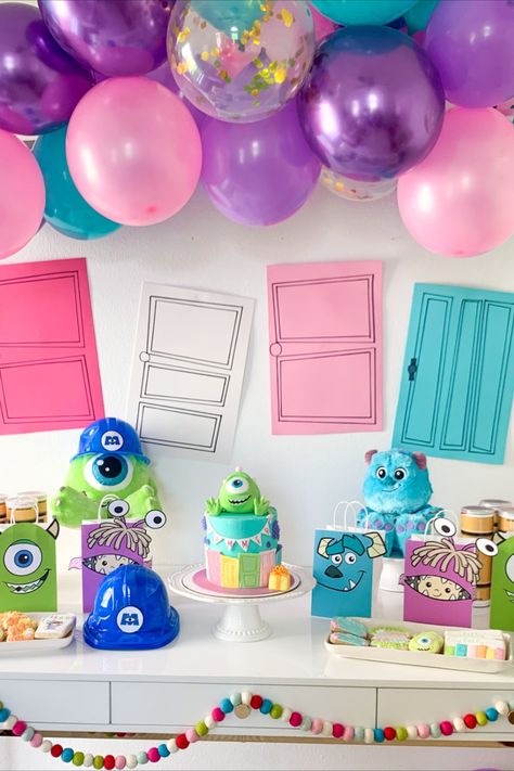 Monsters Inc Birthday Party Ideas, Monsters Inc Birthday Party, Monsters Inc Decorations, Monsters Inc Baby Shower, Monster 1st Birthdays, Monster Inc Birthday, Monster Inc, Toddler Birthday Party, Monster Birthday Parties