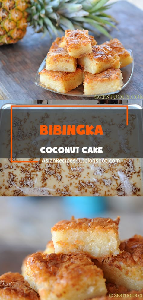 I first had Bibingka at a Filipino family barbecue when I started dating my husband. My now father-in-law taught me how to make it years ago. Now every time there is a family gathering, either he or I are asked to make it, which says a lot about the recipe because neither one of us are Filipino. #Filipino #Recipe #coconut #cake #dessert Yummy Asian Recipes, Famous Dessert Recipes, Filipino Cake Recipes, Bibinka Recipes, Filipino Holiday Dishes, Filipino Thanksgiving Food, Philipino Food Recipe, Philipino Dessert, Filipino Dinner Recipes