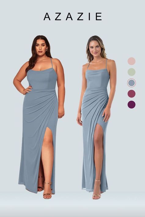 💞Will you be incorporating with our new DUSTY BLUE Color in your wedding👰? All Bridesmaid dresses are available for try-at-home program! Dusky Blue Dress, Dusty Blue Midi Dress, Dusty Blue Dress Formal, Azazie Dusty Blue, Light Blue Dress Formal, Slate Blue Bridesmaid Dresses, Baby Blue Bridesmaid Dresses, Bridesmaid Color, Dusty Blue Bridesmaid Dress