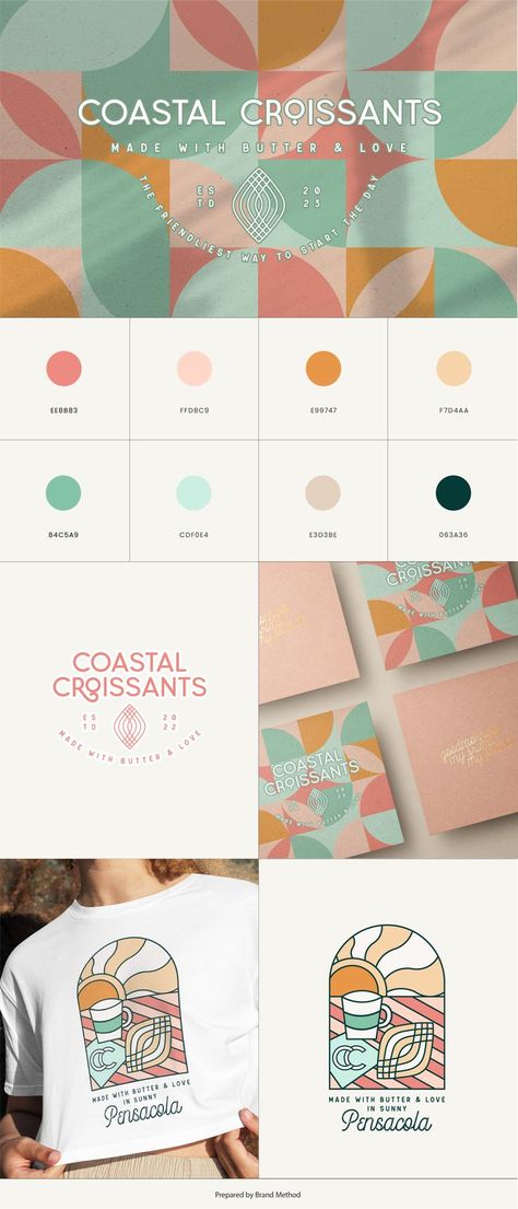 Bakery Mood Board, Mood Board For Bakery, Color Palette For Bakery, Florida Mood Board, Patisserie Color Palette, Color Branding Mood Board, Bakery Moodboard Color Palettes, Bakery Colour Palette, Food Logo Color Palette