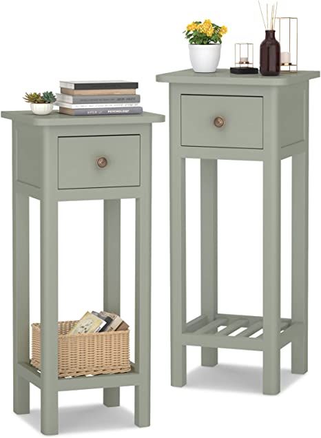 Bedside Table Small Space, Slim Bedside Table, Tall Bedside Table, Tall End Table, Narrow Bedside, Narrow Bedside Table, Tall Nightstands, Tall Side Table, Drawer Shelf