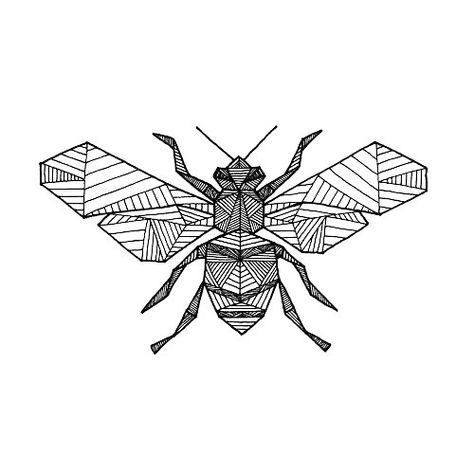 This tattoo consists of a gray geometric bee with wings wide open. The sketch of the bee looks nice. Dear Wife, Bumble Bee Tattoo, Ink Doodles, Art Optical, Geniale Tattoos, Geometric Drawing, Bee Tattoo, Bee Art, Trendy Tattoos