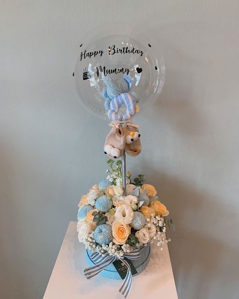 Baby Boy Flowers Bouquet, Baby Boy Flower Arrangements, Baby Boy Flowers, Blue Flower Arrangements, Bloom Box, Bespoke Boxes, Celebrate Birthday, Flower Box, Celebrity Babies