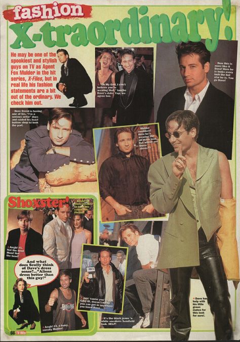 David Duchovny 90s, The Lone Gunmen, 90s Magazine, Hank Moody, Magazine Spread, Mulder Scully, Dress Better, Fox Mulder, Dana Scully