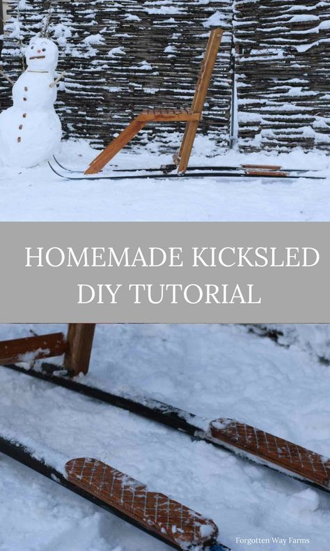 Homemade Kicksled Adventure - Forgotten Way Farms Diy Kicksled, Kicksled Diy, Diy Dog Sled, Diy Wooden Sled, Kick Sled, Air Boats, Horse Sleigh, Winter Sleds, Dog Kennel Designs