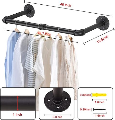 Pipe Closet, Clothing Display Rack, Wall Mounted Clothing Rack, Pipe Clothes Rack, Iron Clothes, Bathroom Towel Storage, Metal Clothes Rack, Closet Rods, Hanging Clothes Racks