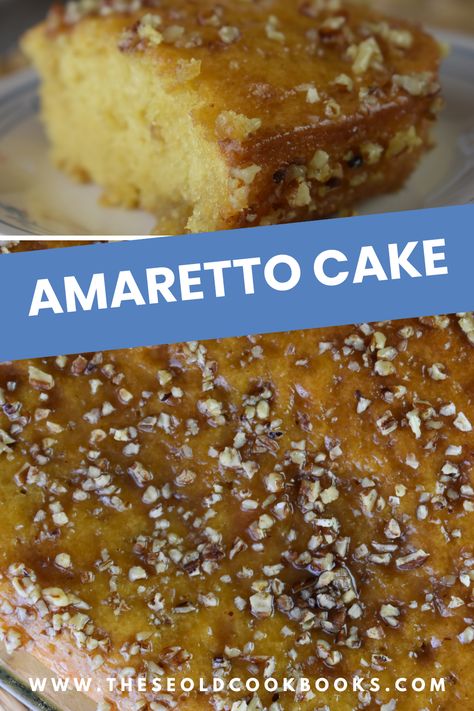 Amaretto Poke Cake Recipe - These Old Cookbooks Almond Amaretto Cake, Amaretto Cake, Cake Mix Recipe, Poke Cake Recipe, Old Cookbooks, Poke Cake Recipes, Moist Cake, Cake Easy, Poke Cake