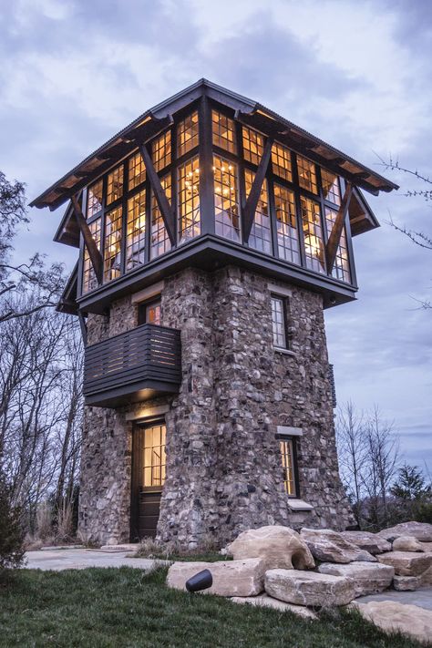 Entertainment Viewing Tower in the Tennessee Hills Stone Tower, Plans Architecture, Tower House, Classic Architecture, Tiny House Cabin, Villa Design, Design Case, Container House, Modern House Design