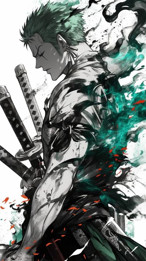 Roronoa Zoro Tattoo, Roronoa Zoro Wallpapers, Zoro Tattoo, One Piece Anime Art, Roronoa Zoro One Piece, Japanese Art Samurai, Samurai Wallpaper, One Piece Tattoos, Android Wallpaper Art