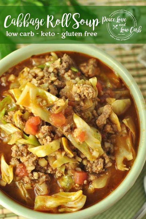 This Paleo Keto Cabbage Roll Soup is hearty and comforting, with all the classic flavors of a cabbage roll. Keto Cabbage Roll Soup, Paleo Cabbage Rolls, Deconstructed Cabbage Rolls, Keto Cabbage, Cabbage Roll Soup, Cabbage Roll, Keto Soup, Low Carb Soup, Beef Soup