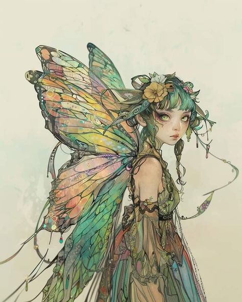 Fairy Sketch Ideas, Mystical Fairy Art, Celtic Fairy Aesthetic, Mushroom Fairy Illustration, Magical Flowers Drawing, Fairy Clothing Drawing, Magical Creatures Mythology Fairies, Woodland Fairy Art, Princess Art Aesthetic