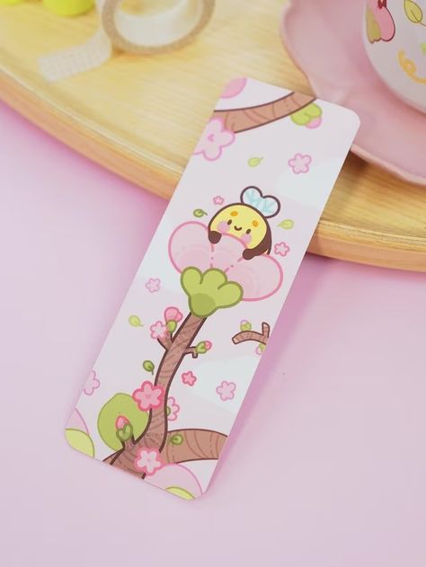 KatnippStudios - Etsy Book Mark Art, Cute Bookmark Ideas, Kawaii Bookmarks, Pink Doodles, Bee Character, Printed Bookmarks, Pink Bookmark, Reading Routine, Handmade Bookmarks Diy