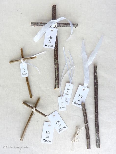 Good Friday {diy three wooden crosses} - White Gunpowder Good Friday Crafts, Diy Osterschmuck, Easter Sunday School, Resurrection Day, Sunday School Crafts For Kids, Bible School Crafts, Religious Crafts, Christian Crafts, Wooden Crosses