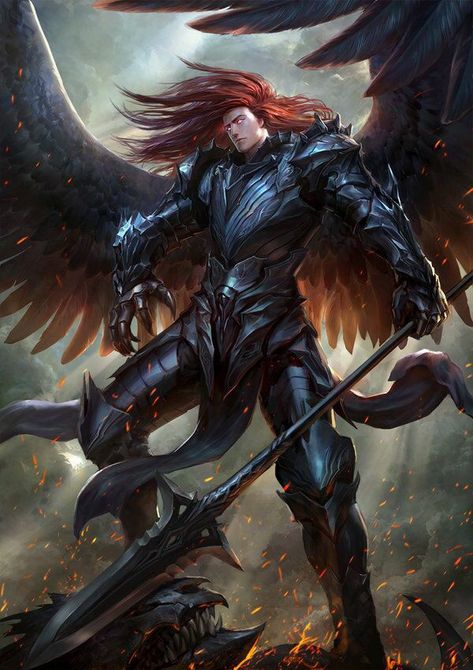 Fantasy Art Dump - Album on Imgur Angel Warrior, Angels And Demons, Angel Art, Fallen Angel, Dark Fantasy Art, An Angel, Character Ideas, Dark Fantasy, Knights