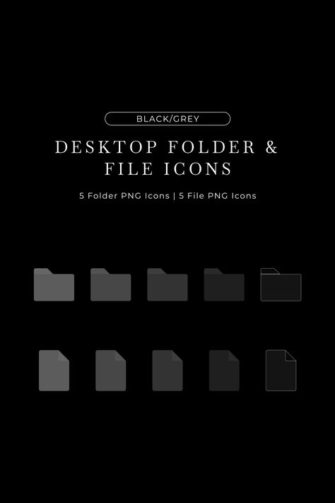 Desktop Folder & File Icons | Black/Grey Black Folder Icon, Desktop App Icons, Black Folder, Desktop Icons, Icons App, Folder Icon, App Icon, Etsy Australia, Desktop Wallpaper