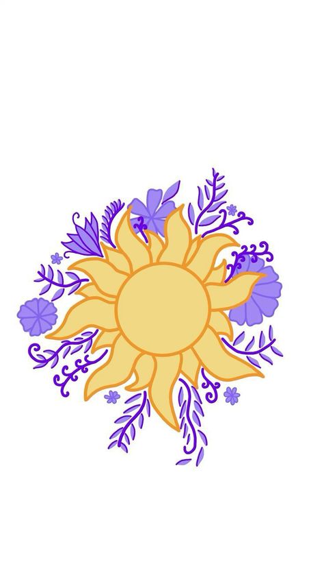 Rapunzel Lights Painting, Tangles Flower Tattoo, Tangled Flower Painting, Tangled Sun Painting, Tangled Rapunzel Flower, Tangled Flower Drawing, Drawing Ideas Easy Christmas, Ipad Drawing Ideas Easy, Cute Sun Drawing