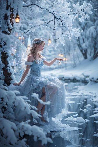 Jack And Elsa, Christmas Artwork, Snow Girl, Winter Fairy, Winter's Tale, Butterfly Fairy, Unusual Art, Fantasy Castle, Magical Art