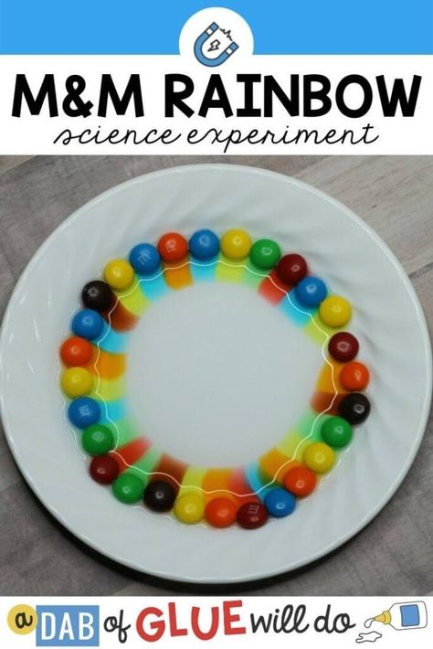 This M&M Rainbow Science Experiment is an easy way to teach students about mixing colors and creating new colors. Add this simple science to your busy day! Rainbow Science Experiment, Toddler Activities Daycare, Science Crafts For Kids, Letter M Crafts, Science Activities For Toddlers, Rainbow Science, Rainbow Experiment, Starting To Run, Homeschool Science Experiments