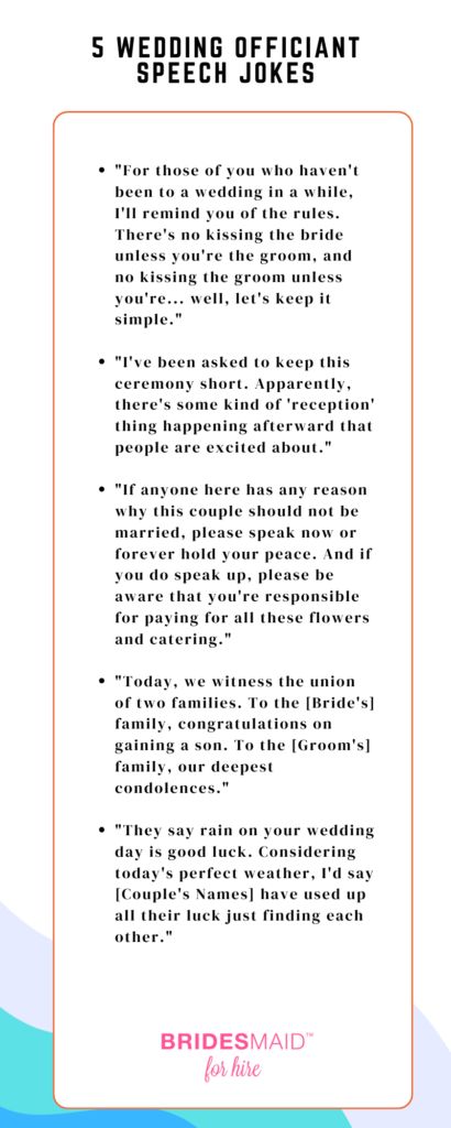 Wedding Officiant Speech Jokes for a Memorable Ceremony Things For Officiant To Say, Christian Wedding Officiant Script, Creative Ways To Ask Someone To Officiate Your Wedding, Officiant Proposal Ideas Women, Officiant Speech Template, Wedding Ceremony Script Officiant, Officiant Wedding Script Outline, Officiant Wedding Script, Wedding Officiant Script Funny