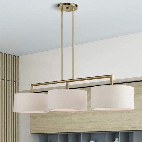 Mercury Row® Hymel 3 - Light Kitchen Island Linear Pendant & Reviews | Wayfair Oil Rubbed Bronze Kitchen, Rubbed Bronze Kitchen, Kitchen Island Linear Pendant, Light Kitchen Island, Dining Room Light Fixtures, Island Pendant Lights, Kitchen Island Lighting Pendant, Beacon Hill, Light Kitchen