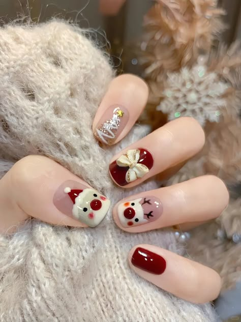 Nail Xmas, Nails Noel, Noel Nail, Acrylic Nails Red, Nail Christmas, Nail Noel, Nails Box, Feet Nail Design, Nails Inspo Aesthetic