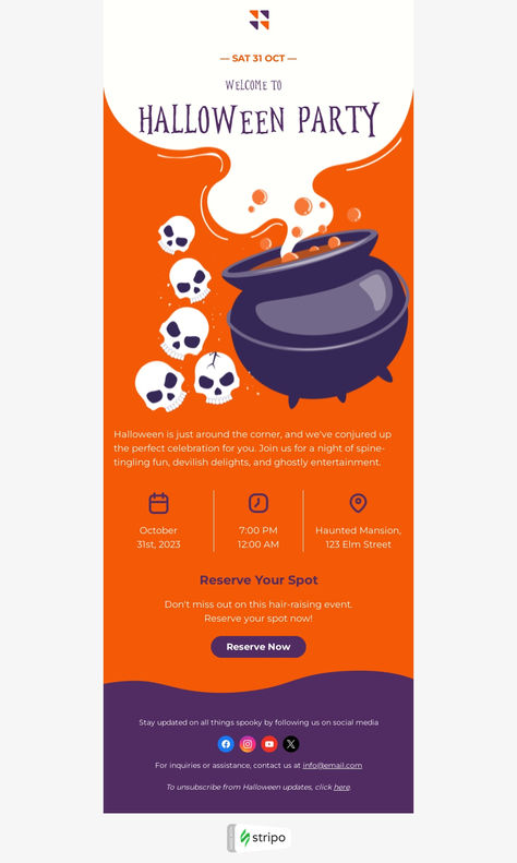 Create professional, responsive emails fast with no HTML skills. Follow us on Pinterest for more inspiration and tips. 🤗 #halloween #stripoemail #emailnewsletter #emailtemplates #emaildesign #emailmarketing Onboarding Email Design, Halloween Email Marketing, Thanksgiving Email Design, Fun Email Design, Halloween Email Design, Newsletter Design Layout Creative Ideas, Mailers Design, Email Design Inspiration Creative, Halloween Newsletter