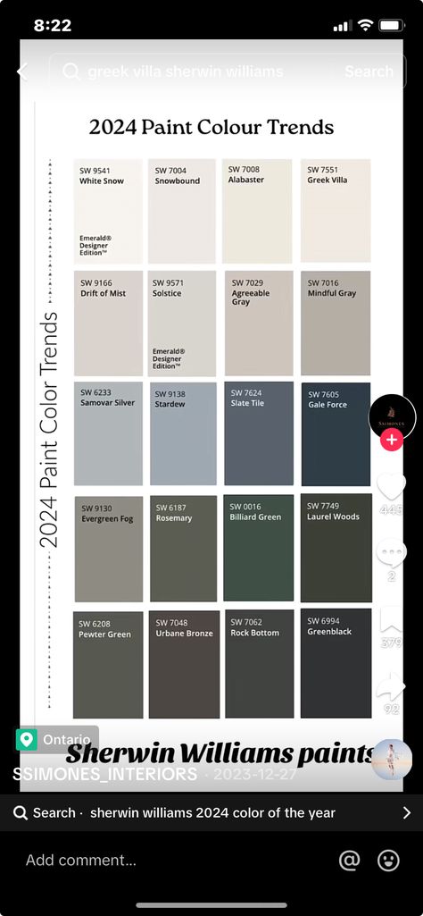 Slate Tile Sherwin Williams, Tile Exterior, Greek Villa Sherwin Williams, Mindful Gray, Greek Villas, Trending Paint Colors, Slate Tile, Rock Bottom, Yard Ideas