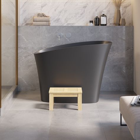 Increasing demand for narrow bathtubs inspired Homary to create a slimmer version of the best selling soaking tub.The tub’s oval, slender design ensures easy access through narrow passageways and doorways, making it the perfect tub for all types of buildings. Despite its tiny size, this modern adaptation of the traditional soaker provides ultimate comfort with an ergonomically designed built-in seat. The bathtub’s impressive depth allows the bather to fully submerge and it can be placed outdoors Japanese Bathtub, Tub Remodel, Japanese Soaking Tubs, Soaker Tub, Built In Seating, Soaking Bathtubs, Bath Faucet, Tub Filler, Comfort Design