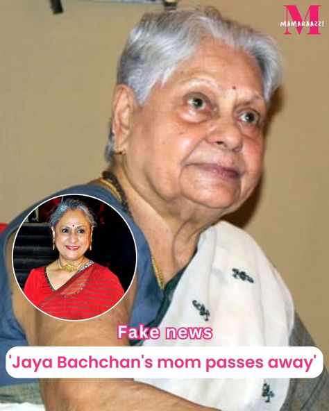 The news of Jaya Bachchan's mom passing away broke which has confirmed to be false. Her mom 'Indira Bhaduri' aged 94 was taken to the hospital due to a spinal fracture. But the Bachchan family announced that she is alive and well ❤️ [Bollywood news, Celeb news, Celeb updates, Bollywood updates, Bollywood fans, Bollywood gossip, Bollywood actor, mamaraazzi] Bachchan Family, Bollywood Updates, Bollywood Gossip, Bollywood Actors, Bollywood News, The Hospital, Actors