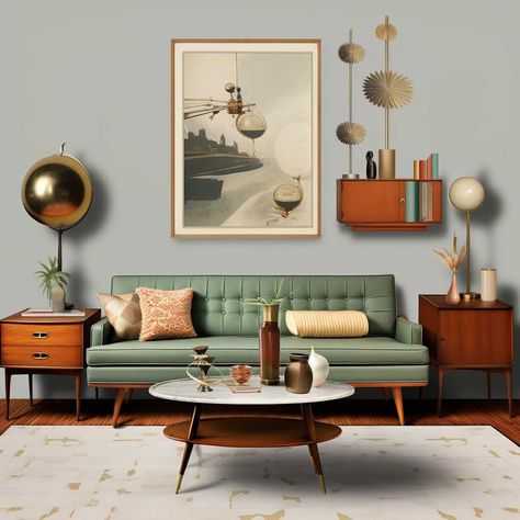 Modern Eclectic Living Room, Mcm Living Room, 70s Living Room, Mid Century Interior Design, 70s Interior, Mid Century Modern Interior Design, Mid Century Interior, Retro Living Rooms, Mid Century Living Room