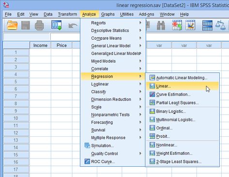 Linear Regression Menu in SPSS Statistics Psychology Dissertation, Statistics Notes, Spss Statistics, Statistics Math, Ap Statistics, Design Thinking Process, Phd Life, Logistic Regression, Regression Analysis