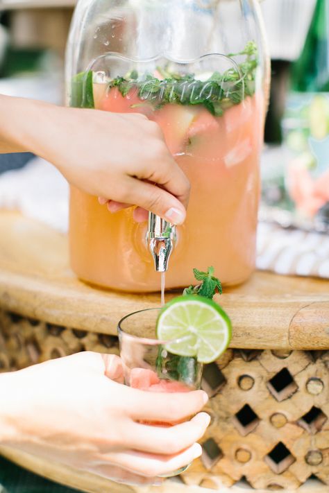 Watermelon Mint Sangria | 15 Sangria Recipes for Late Summer and Fall | Cocktail… Watermelon Sangria, Batch Cocktails, Rose Cocktail, Camille Styles, Sangria Recipes, Summer Cocktails, Party Drinks, The Glass, A Drink