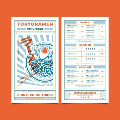 Ramen Menu Design, Cool Menu Design, Japanese Restaurant Menu, Menu Design Ideas, Menu Design Layout, Menu Design Inspiration, Cafe Menu Design, Sushi Menu, Visuell Identitet