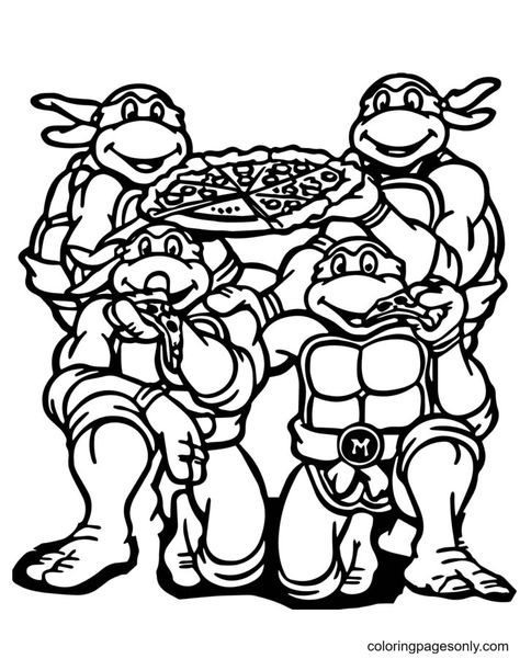 Ninja Turtle Eat Pizza Turtles Eating, Ninja Turtles Coloring Pages, Pizza Coloring Page, Ninja Turtle Coloring Pages, Turtle Coloring Pages, Minecraft Coloring Pages, Ninja Turtle Birthday, Eating Pizza, Turtle Birthday