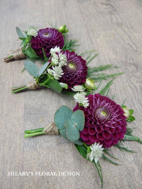 Dahlia Boutineer, Dahlia Buttonhole, Purple Dahlia Bouquet, Dahlia Corsage, Dahlia Bouquet Wedding, Dahlia Boutonniere, Chrysanthemum Wedding Bouquet, Plum Dahlia, Daliah Flower