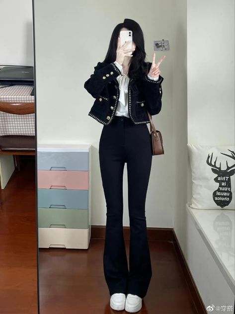 Classy Casual Black Outfit, Formal Korean Outfit, Summer Outfits Korean Style, Korean Formal Outfit, Korean Outfit Ideas, Black Dress Outfit, Korean Outfit Street Styles, Outfit Korean, Korean Casual Outfits